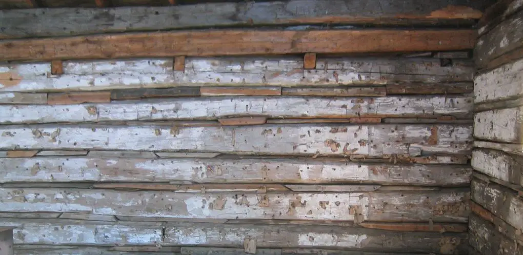 Log walls before cleaning